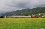 Re4/4 '' 11108 mit RE3822 am 09.05.2013 bei Balgach