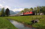 Re4/4 '' 11150 mit RE3828 am 09.05.2013 bei Sargans