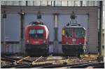 1116 163 und 11148 vor dem Lokdepot Buchs SG. (19.11.2014)