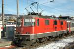 Re 4/4'' 11129 am 28.1.07 im Zrcher HB mit einem EC.