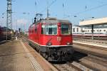 Re 4/4 11111 am 04.10.2014 beim rangieren in Basel Bad Bf auf ein Abstellgleis, nachdem sie den EC 6 (Chur HB/Zürich HB - Hamburg Altona) außerplanmäßig in den Badischen Bahnhof