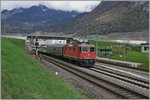 Die SBB Re 4/4 II 11150 mit einem Testzug bei Aigle. 
7. April 2016