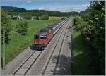 Zum gestern eingestellten Regenbild vom 17. Juni um 14.12 noch das nun hier zu sehende  Nachtragsbild : Gute zwei Stunden später, als die SBB Re 4/4 II mit ihrem IC 187 nach Zürich sich Bietingen näherte, sah es das Wetter doch schon ganz freundlich aus.
17. Juni 2016