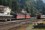 SBB:  SBB-Lok-Treffen  anlässlich einer Begegnung zwischen einem IR Locarno-Basel und einem Güterzug mit einer Re 10/10 in Faido am 13. September 2016. 
Foto: Walter Ruetsch