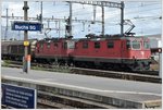 Güterzug zum RBL mit Re 4/4 II 11185 und 11313 verlässt Buchs SG.