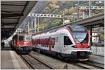 TILO 524 015  nach Biasca und Re 10/10 mit führender 420 267-7 in Bellinzona. (14.11.2016)