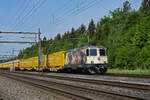 Re 420 251-1 mit der Werbung für 175 Jahre Schweizer Eisenbahn, fährt Richtung Bahnhof Rupperswil.