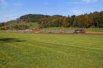 421 381 (SBB Cargo) mit EC 193 bei Unterschnasberg (07.10.2009)