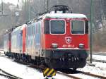 Verbringen am 06.03.2010 ihr Wochenende in Aachen West, 421 387-2, 482 019-7 und 421 377-3 von der SBB Cargo.