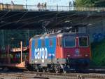 421 396-3 fhrt am 14.07.2010 mit einem leeren Autozug in Aachen West ein.