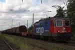 SBB Cargo 421 392 am 17.7.11 mit einem Coilzug bei der Durchfahrt durch Ratingen-Lintorf.