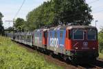 SBB Cargo 421 376 zog am 24.7.12 die SBB Cargo 421 375 und einen leeren Autozug durch Hannover-Ahlten.