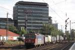 SBB Cargo 421 387 am 10.9.13 mit einem KLV in Düsseldorf-Rath.