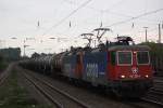 SBB Cargo 421 386+421 388 am 18.9.13 mit einem Kesselzug in Düsseldorf-Rath.