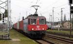 Am 14.04.2015 kam die 421 380-7 von der HSL ( SBB Cargo) aus Richtung Salzwedel nach Stendal und fuhr weiter in Richtung Magdeburg 