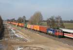 SBB 421 397 mit DGS 48385 (HSL, Hamburg-Waltershof–Decin) am 14.02.2013 zwischen Winsen (Luhe) und Radbruch