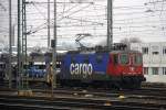 421 397-1 von SBB-Cargo steht in Aachen-West mit einem Hyundai-Autozug aus Polen nach Belgien.