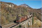 Die BLS Re 4/4 178 (UIC N° 95 85 4425 178-1 CH-BLS) erreicht mit ihrem Güterzug auf der Fahrt Richtung Domodossola in Kürze den Bahnhof Preglia.