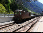 BLS - Autozug durch den Lötschberg Tunnel nach Kandersteg mit der Re 4/4 195 in Goppenstein am 01.06.2019