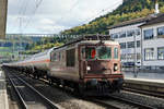 Der montägliche Leerzug Visp-Basel-(Antwerben) mit der Re 425 191  Reichenbach  in Sissach am 12.