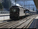 BLS - Re 4/4  193 mit Autozug im Bahnhofsareal von Goppenstein am 28.20.2021