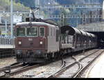 BLS - Re 4/4  190 mit Autozug von Kandersteg im Bhf.