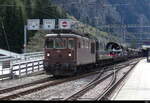 BLS - Re 4/4  195 mit Autozug nach Kandersteg im Bhf.