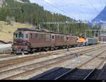 BLS - Re 4/4  182  + Re 4/4 185 + Re 4/4  195 abgestellt in Kandersteg am 17.02.2024