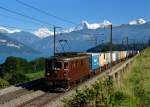 Re 425 mit einem Containerzug am 01.09.2010 unterwegs bei Einigen.