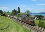 179 + 174 approach Spiez whilst hauling an intermodal train, 2 Aug 2016