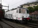 Berner Oberland 2007 - Immer wieder Donnerstags wurde die Schiebelok fr Crossrail im Bahnhof Spiez getauscht.