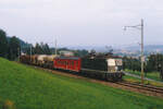 Die fünf RM Re 4/4 lll, ehemals EBT, VHB, SMB.
Re 4/4 141 mit dem Stirnwappen Luzern im Jahre 1992.
Foto: Walter Ruetsch