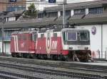 Crossrail - Loks 436 111-9 und  436 114-3 abgestellt im Bahnhofsareal von Thun am 21.03.2010