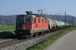 Kesselwagenzug mit der Re 430 369-9 bei Herzogenbuchsee am 15. April 2019.
Foto: Walter Ruetsch