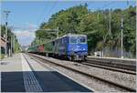 Die WRS Re 430 112 ist mit einem Extrazug der  L'Association 141R568 (?) in Richtung Montreux unterwegs und fährt durch Burier.