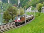 SBB - Gterzug mit der Re 4/4 11366 unterwegs bei Villeneuve am 01.05.2012