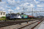 Doppeltraktion, mit den Loks 446 017-6 und 446 016-8 der EDG durchfährt den Bahnhof Pratteln.