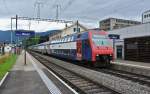 Eidg. Turnfest Biel/Bienne: DPZ 450 095-5 und 450 033-6 als Extrazug Biel/Bienne - Zrich Altstetten - Ziegelbrcke - Chur bei Durchfahrt in Solothurn West, 23.06.2013.
