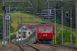 Nachschuss auf die SOB 456- 095 die  heute den Schiebelokdienst am Voralpenexpress leistet.Bild ist entstanden am 11.5.2014