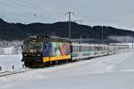 Zuglok Re 456 092 Amriswil mit Schublok Re 456 094 erreichen mit dem Voralpenexpress das Gebiet bei Altmatt.Bild vom 2.1.2015