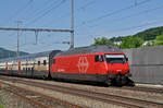 Re 460 074-8 durchfährt den Bahnhof Gelterkinden.