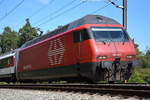 Re 460 019-3 zieht am 21.08.2017 ihren Interregio nach Basel bei Schinznach-Dorf in Richtung Bözbergtunnel.