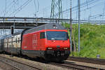 Re 460 000-3 durchfährt den Bahnhof Muttenz.