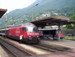 RE460 091-2 am Bahnhof Bellinzona mit dem Eurocity Basel-Milano am 20.