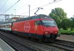 SBB: Die Re 460 037  Sempacher See  hlt mit einem IR in Dietikon.