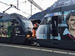 Abkuppelvorgang zwischen der Re 460 023 und 029 am 24.12.2015 in Brig.