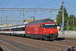 Re 460 091-2, durchfährt den Bahnhof Rothrist.