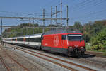 Re 460 059-9 durchfährt den Bahnhof Möhlin.