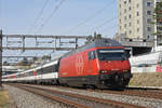 Re 460 004-5 fährt Richtung Bahnhof Muttenz.