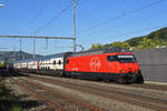 Re 460 014-4 durchfährt den Bahnhof Gelterkinden.